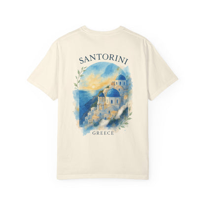 T-Shirt Santorini Greece for Locra Unisex Garment-Dyed