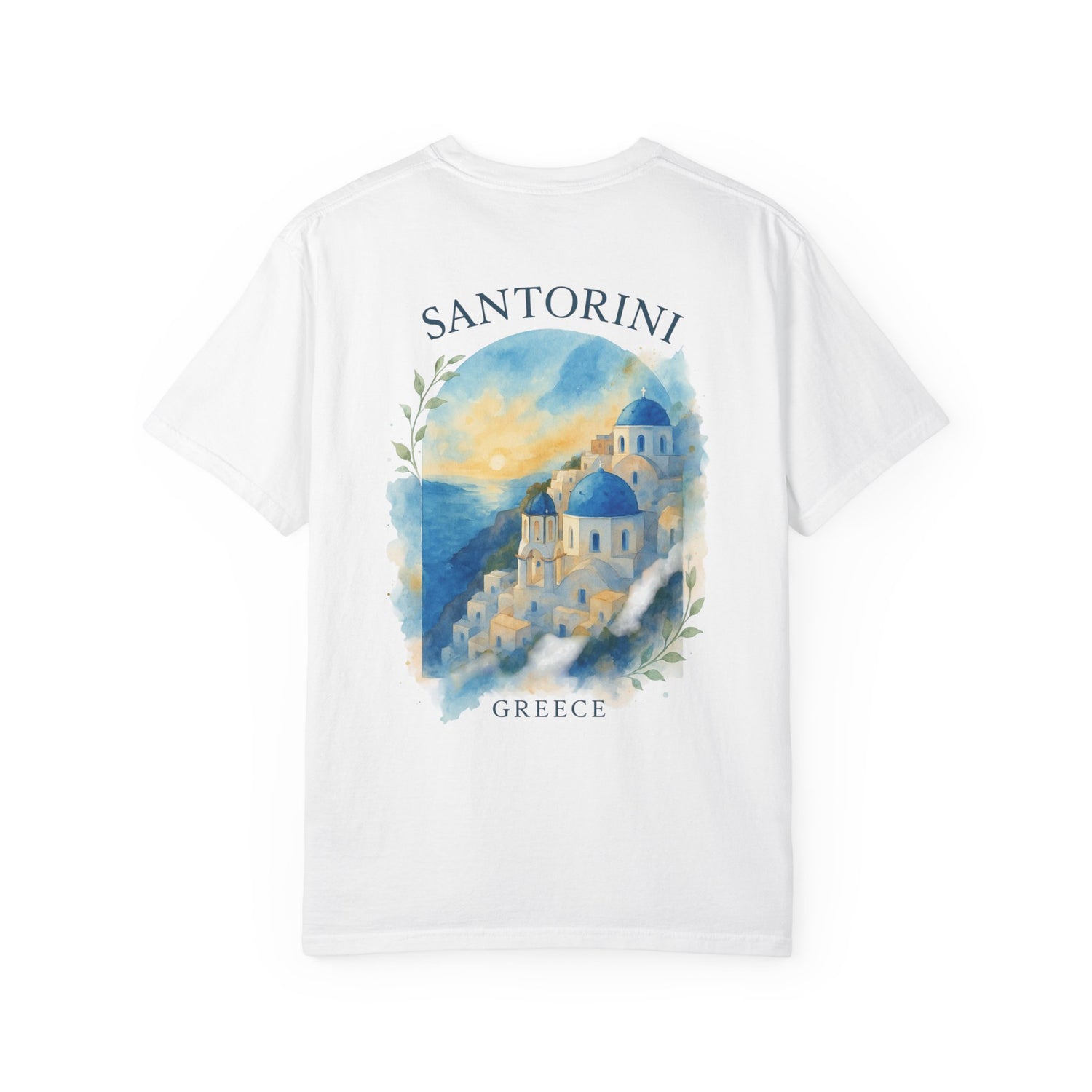 T-Shirt Santorini Greece for Locra Unisex Garment-Dyed